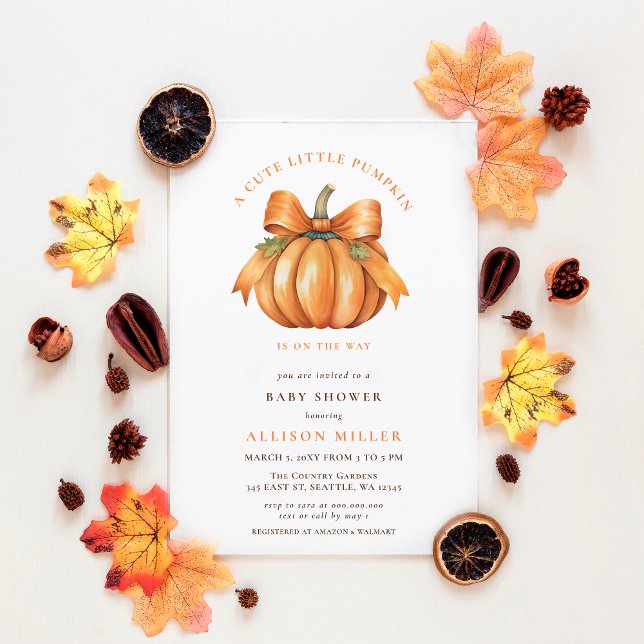 Invitation petit citrouille en baby shower d'automne (little pumpkin is on the way fall baby shower invitation)