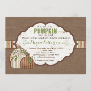 Invitation Petit Citrouille en chemin ! Baby shower rustique