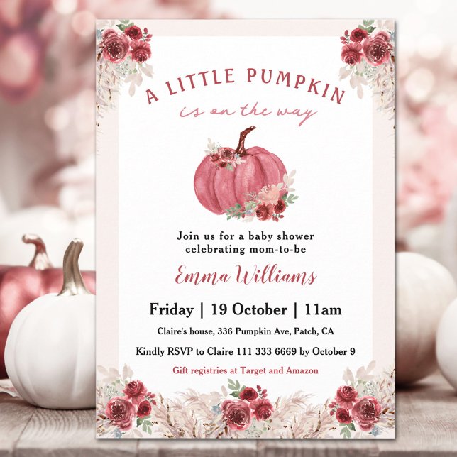 Invitation Petit Citrouille En Route Baby shower (Little Pumpkin Is On The Way Baby Shower Invitation)