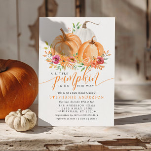 Invitation Petit Citrouille en Route Fête Prénatale Florale d