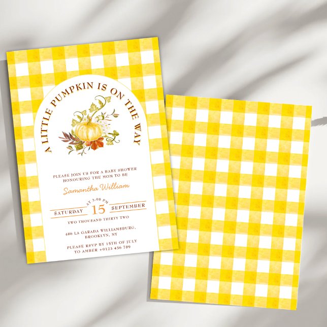 Invitation Petit Citrouille En vichy Plaid Boho Baby shower (Créateur téléchargé)