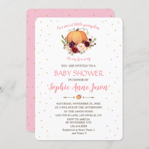Invitation Petit Citrouille étincelant Baby shower de Thanksg