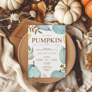 Invitation Petit Citrouille Fall Blue Boy Baby shower