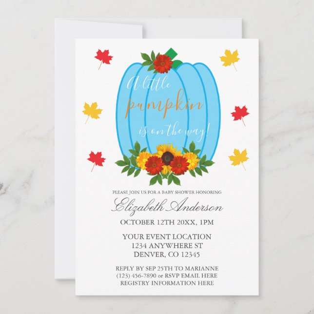 Invitation Petit Citrouille Fall Boy Baby shower (Devant)
