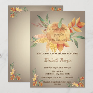Invitation Petit Citrouille, Feuilles, Baby Shower d'Automne