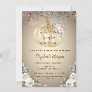 Invitation Petit Citrouille, Fleurs, Baby shower papillon