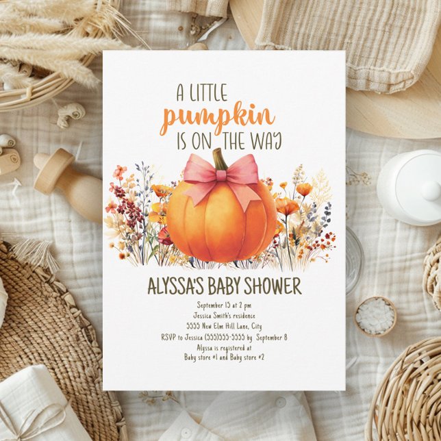 Invitation Petit Citrouille Fleurs d'automne Baby shower fill (Little pumpkin baby shower invitation)