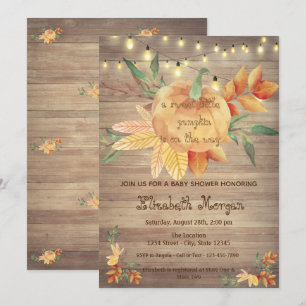 Invitation Petit Citrouille, Lumières, Bois Baby Shower