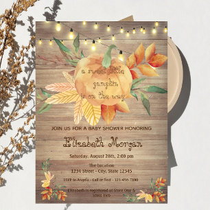 Invitation Petit Citrouille, Lumières, Bois  Baby Shower
