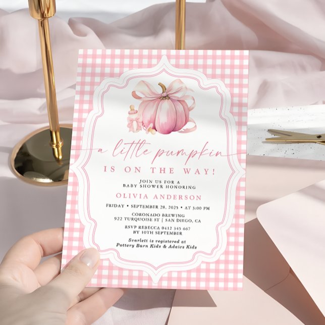 Invitation Petit Citrouille mignon Bow Girl Baby shower (Créateur téléchargé)
