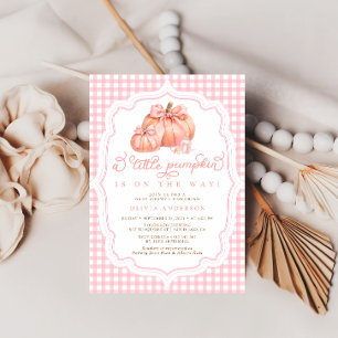 Invitation Petit Citrouille mignon Bow Girl Baby shower