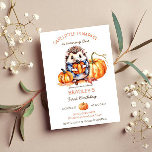 Invitation Petit citrouille mignon hérisson citrouilles anniv
