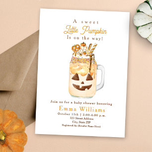Invitation Petit Citrouille Milkshake Baby shower d'Halloween