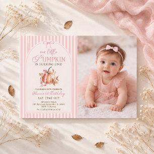 Invitation Petit Citrouille Pastel Rose Arc-en-ciel Automne A