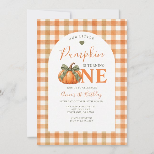 Invitation Petit Citrouille qui Fait son Premier Anniversaire (Devant)