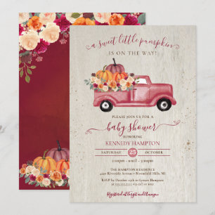 Invitation Petit Citrouille Red Fall Pickup Camion Baby showe