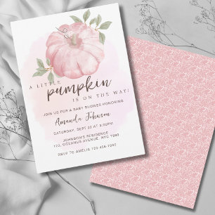 Invitation Petit Citrouille rose Baby shower d'automne