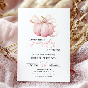 Invitation Petit Citrouille rose Bow sur le chemin Baby showe