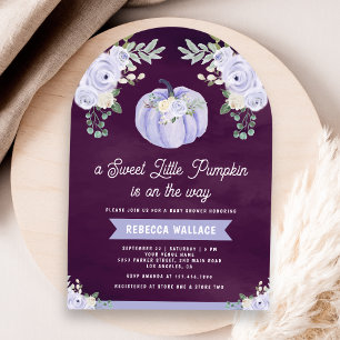 Invitation Petit Citrouille Rose Lavande Baby shower Plum Arc