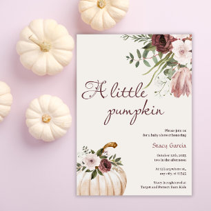 Invitation Petit citrouille Rustic Floral Baby shower d'autom