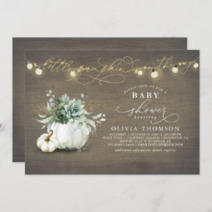 Invitation Petit Citrouille Succulents Baby shower d'automne