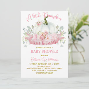 Invitation Petit Citrouille sur le Baby shower Way Pink Bow