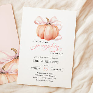 Invitation Petit Citrouille sur le Baby shower Way Pink Bow