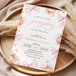 Invitation Petit Citrouille sur le Baby shower Way Pink Bow