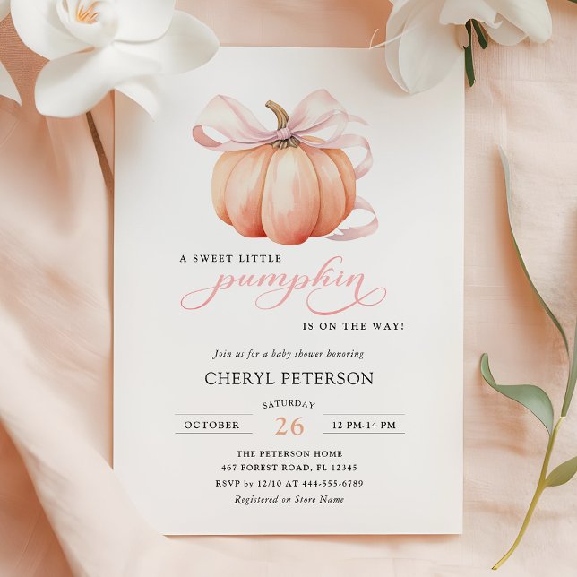 Invitation Petit Citrouille sur le Baby shower Way Pink Bow (Créateur téléchargé)