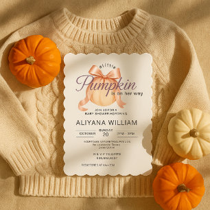 Invitation Petit Citrouille sur le Baby shower Way Pink Bow