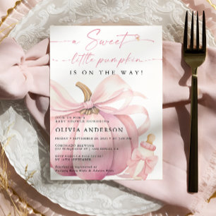 Invitation Petit Citrouille sur le Baby shower Way Pink Bow