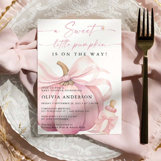 Invitation Petit Citrouille sur le Baby shower Way Pink Bow (Créateur téléchargé)