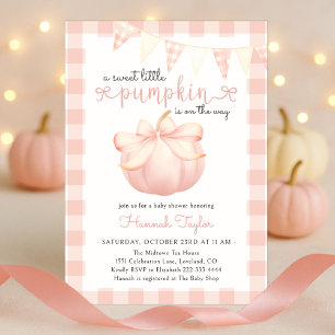 Invitation Petit Citrouille sur le Baby shower Way Pink Bow