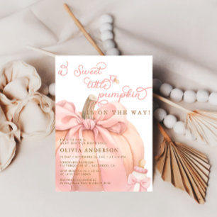 Invitation Petit Citrouille sur le Baby shower Way Pink Bow