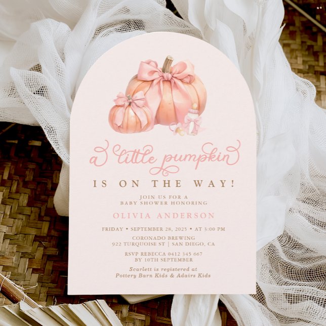 Invitation Petit Citrouille sur le Baby shower Way Pink Bow (Créateur téléchargé)