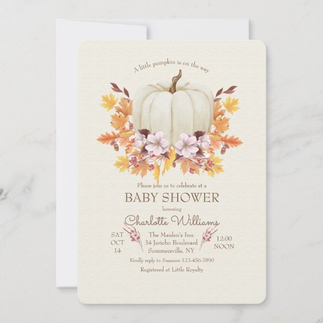 Invitation Petit Citrouille Sur Le Chemin Baby shower (Devant)