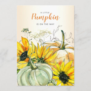 Invitation Petit Citrouille sur le chemin Baby shower aquarel