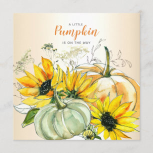 Invitation Petit Citrouille sur le chemin Baby shower aquarel