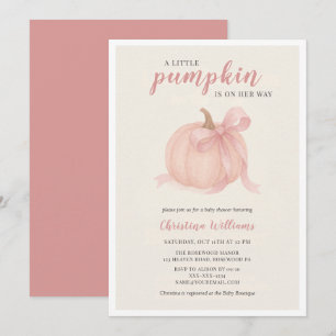 Invitation Petit Citrouille sur le chemin Baby shower rose