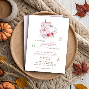 Invitation Petit Citrouille sur le chemin Baby shower rose