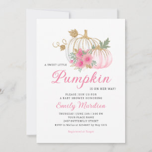 Invitation Petit Citrouille sur le chemin Floral Baby shower