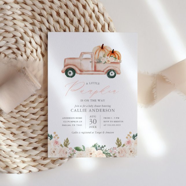 Invitation Petit Citrouille sur le chemin Floral Girl Baby sh (Créateur téléchargé)