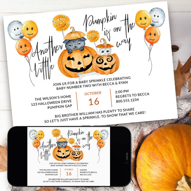 Invitation Petit Citrouille sur le chemin Halloween Baby Spri (Little Pumpkin Baby Sprinkle Invitation for halloween season)