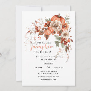 Invitation Petit Citrouille sur le chemin Pink Bow Baby showe