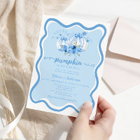Petit Citrouille Vague Frame Bow Baby shower bleu