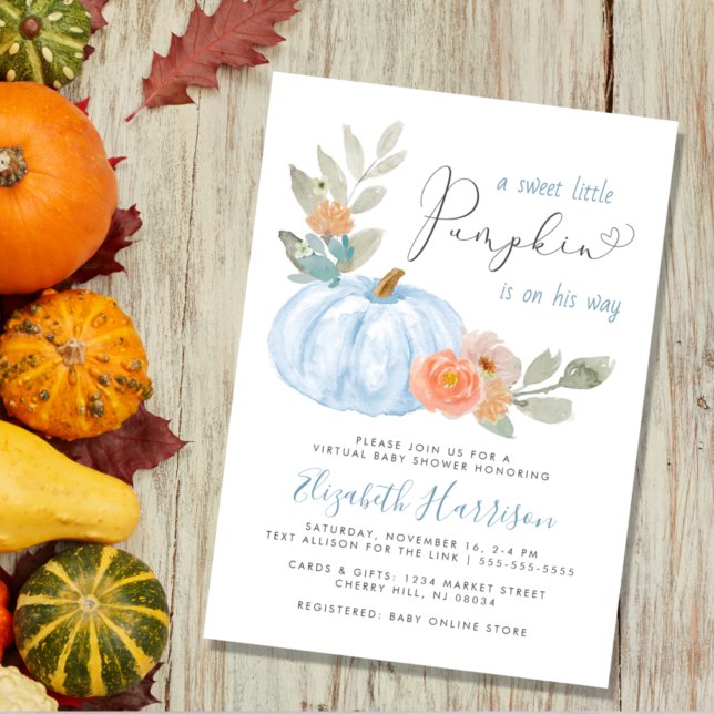 Invitation Petit Citrouille Watercolor Boy Baby shower virtue (Créateur téléchargé)