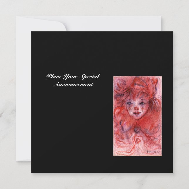Invitation PETIT CLOWN ROUGE,Invitation d'anniversaire Rose N (Devant)