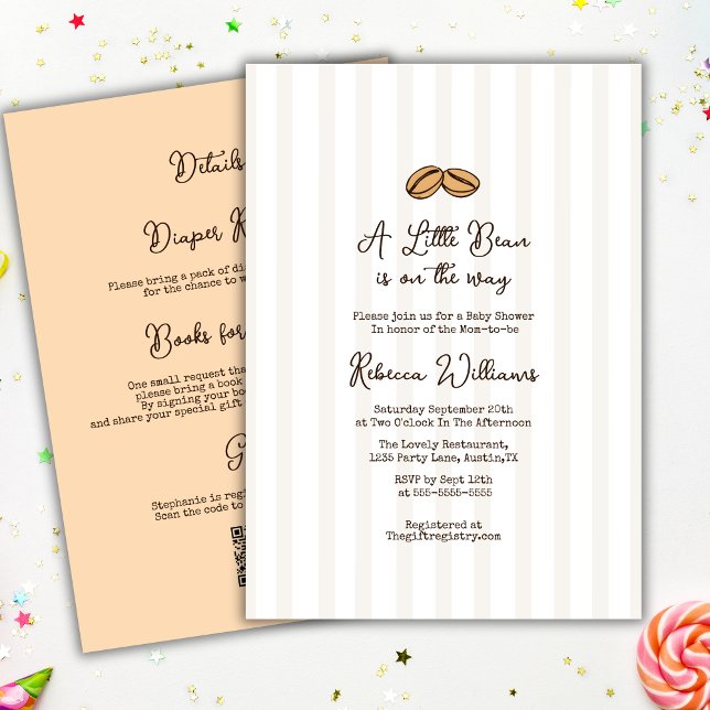 Invitation Petit code QR Grain de Café tout-en-un Baby Shower (Créateur téléchargé)