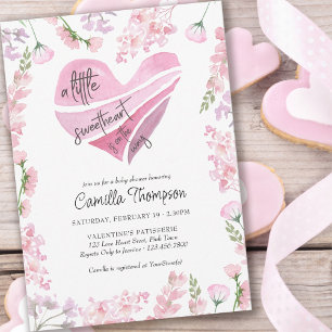 Invitation Petit coeur amoureux et Baby shower de fleurs