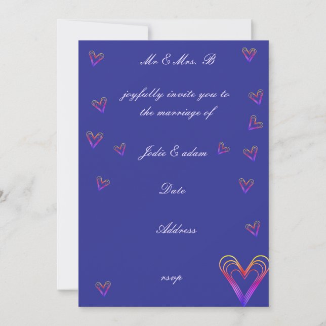 Invitation petit coeur coloré mignon (Dos)